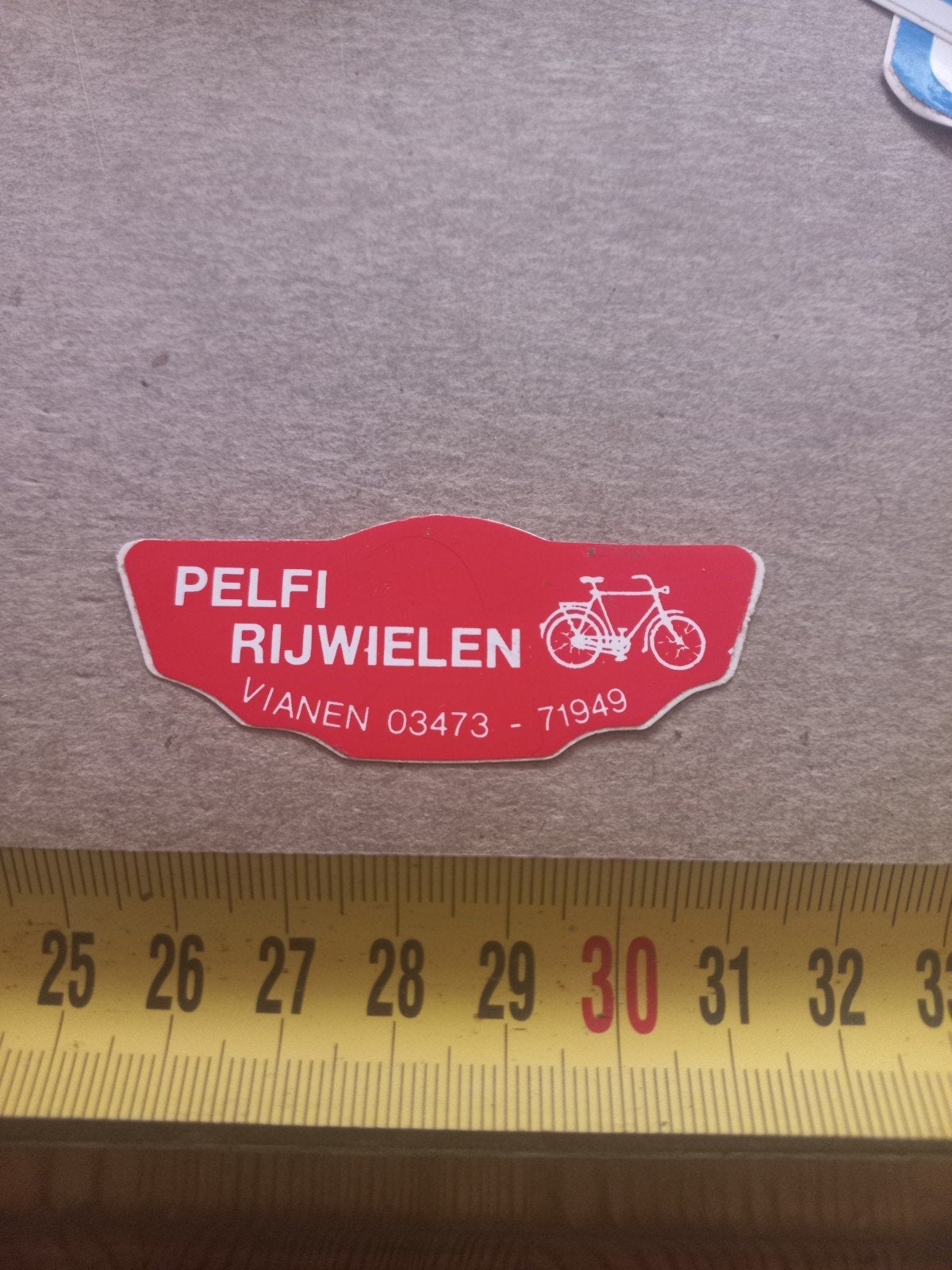 Vintage Pelfi Rijwielen Vianen fietssticker, Verzamelen, Ophalen of Verzenden, Gebruikt