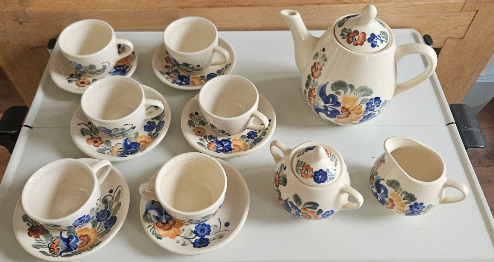 Vintage Wloclawek Theeservies - Handgeschilderd uit Polen, Ophalen of Verzenden