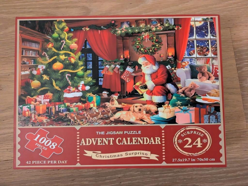 Kerst puzzel in de vorm van een adventkalender, Ophalen of Verzenden, 500 t/m 1500 stukjes, Zo goed als nieuw