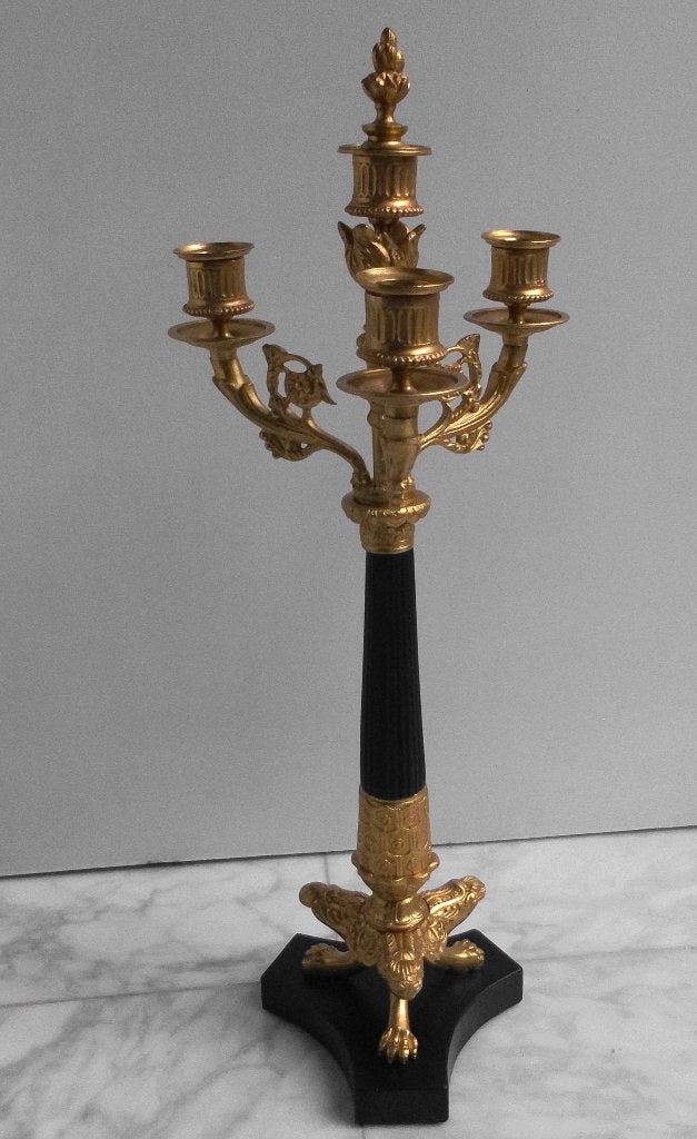 Antieke Empire kandelaar 55 cm, Antiek en Kunst, Antiek | Kandelaars, Ophalen, Koper of Brons