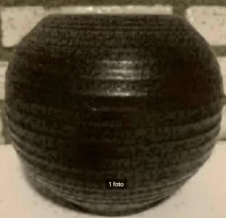 Brons-grijze bolle vaas; 13 cm oog en 15 cm doorsnehe buik, Ophalen of Verzenden, Zo goed als nieuw