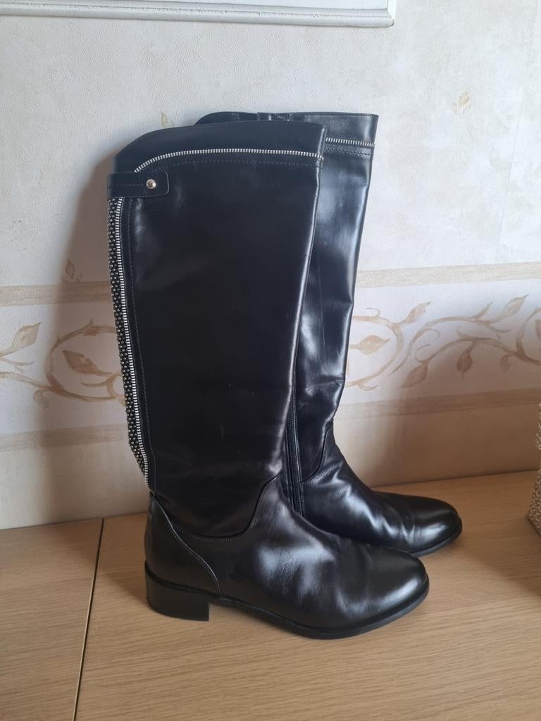 Nolten supermooie zwart lederen laars met studs maat 39, Ophalen of Verzenden, Zo goed als nieuw, Zwart, Hoge laarzen
