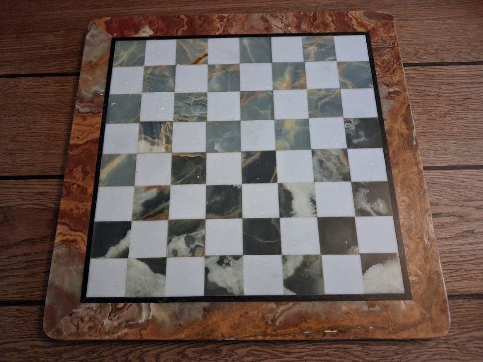 groot marmeren schaakbord schaken vintage marmer, Hobby en Vrije tijd, Een of twee spelers, Ophalen of Verzenden, Gebruikt