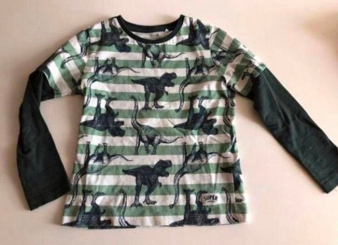 Longsleeve dino maat 116, Ophalen of Verzenden, Zo goed als nieuw, Jongen, Shirt of Longsleeve