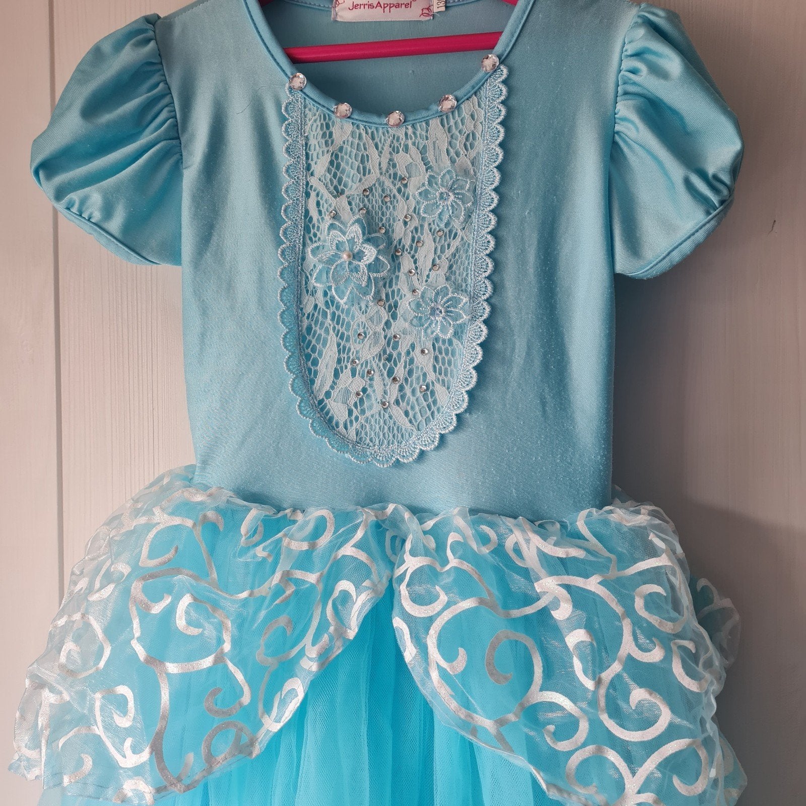 Jerris Apparel prinsessenjurk Blauw - Maat 130 (ca. 128/134), Ophalen of Verzenden, 122 t/m 128, Meisje