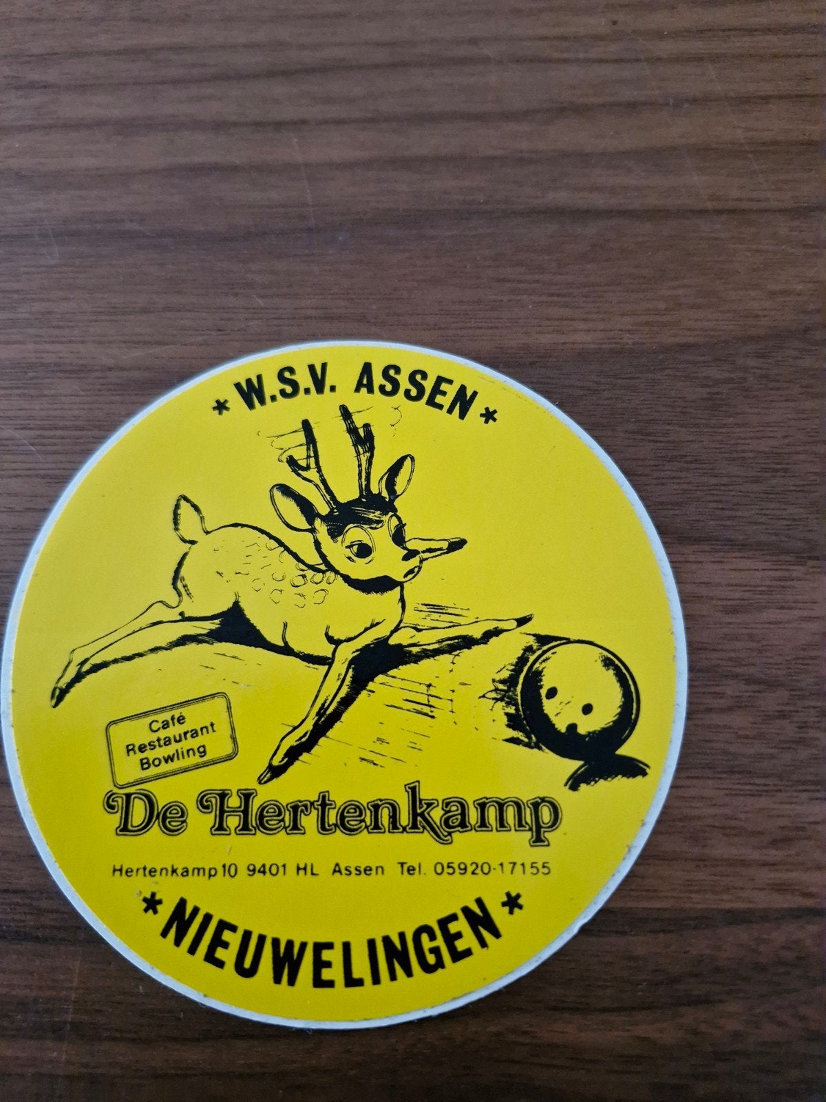 11487 Vintage sticker De Hertenkamp Assen - W.S.V. NIEUWELIN, Ophalen of Verzenden, Gebruikt, Bedrijf of Vereniging