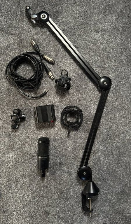 Audio Technica AT2035 microfoon Rode PSA1 arm 48V voeding, Ophalen of Verzenden, Gebruikt, Studiomicrofoon