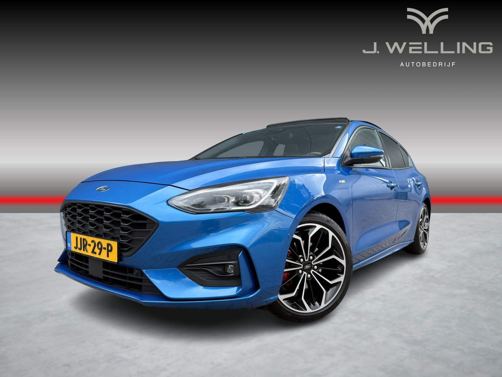 Ford Focus 1.5 EcoBoost ST Line Pano trekhaak B&O, Auto's, 1304 kg, Stof, Euro 6, Blauw