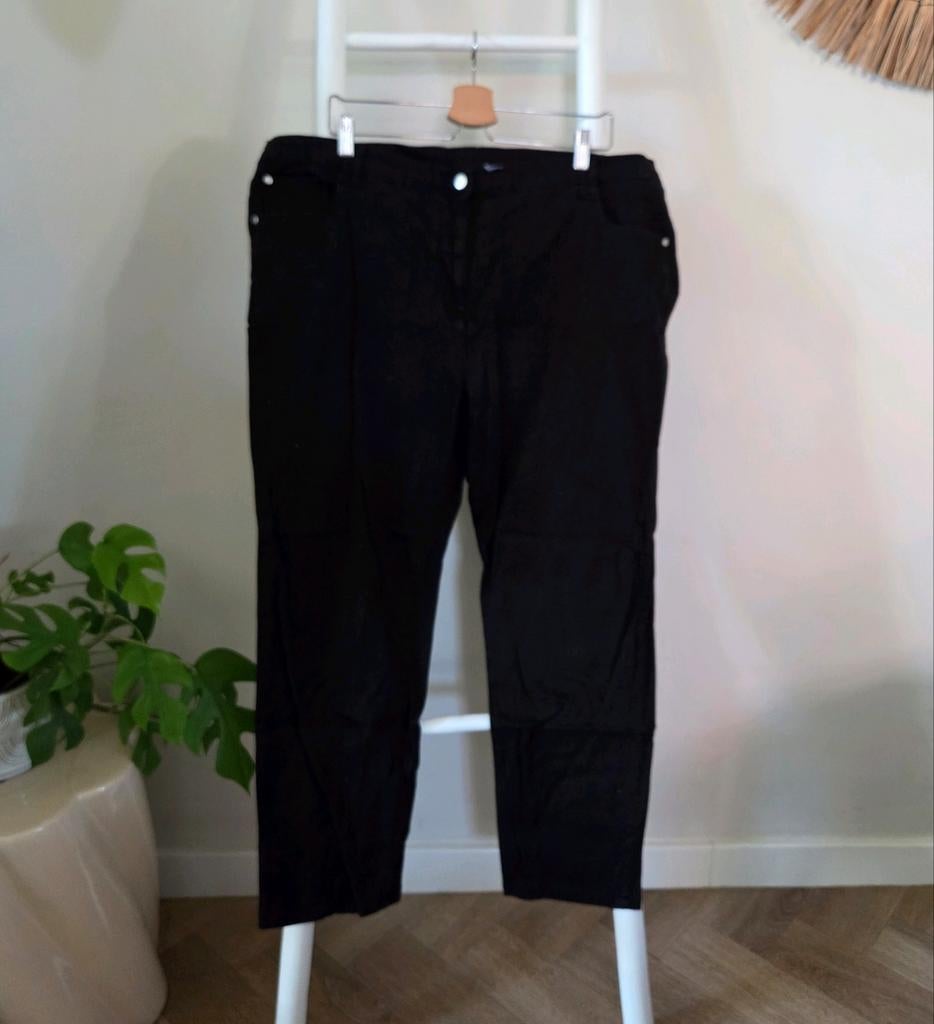 Zwarte Dames stretch jeanslook Broek Maat 52 magna atelier, Zwart, Maat 46/48 (XL) of groter, Ophalen of Verzenden, Lang