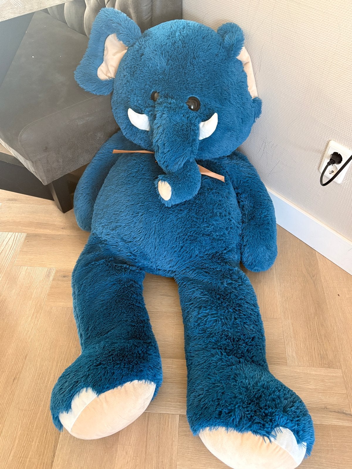 Grote blauwe olifant knuffel - XXL formaat, Overige merken, Overige karakters, Blauw, Ophalen of Verzenden