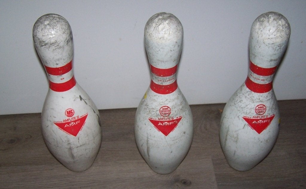 Vintage Bowling Pins - Set van 3. Igs., Ophalen of Verzenden, Gebruikt, Overige sporten, Overige typen