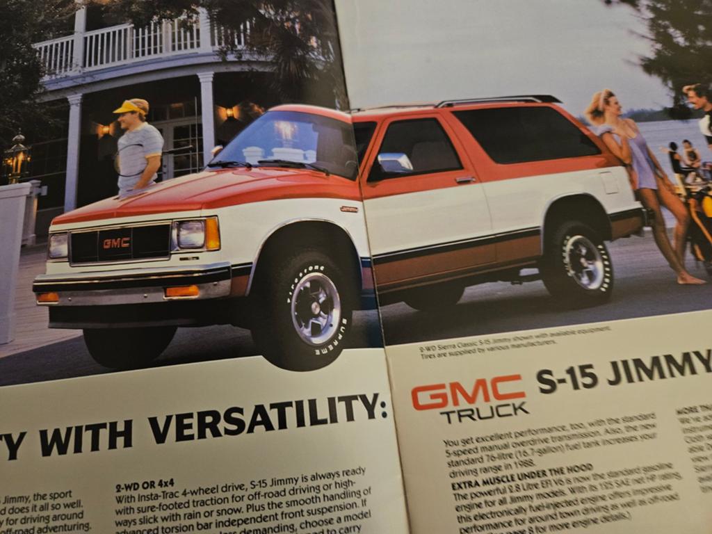 Brochure GMC S-15 Jimmy 1988, Ophalen of Verzenden, Zo goed als nieuw, Overige merken