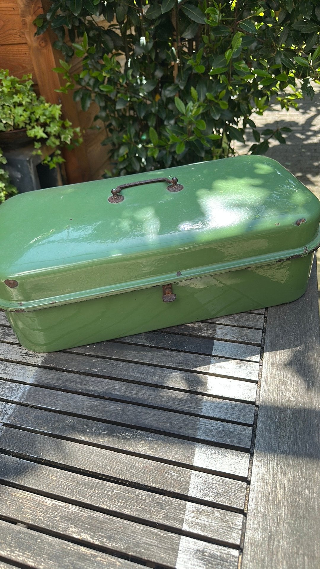 Vintage broodtrommel emaille, Ophalen