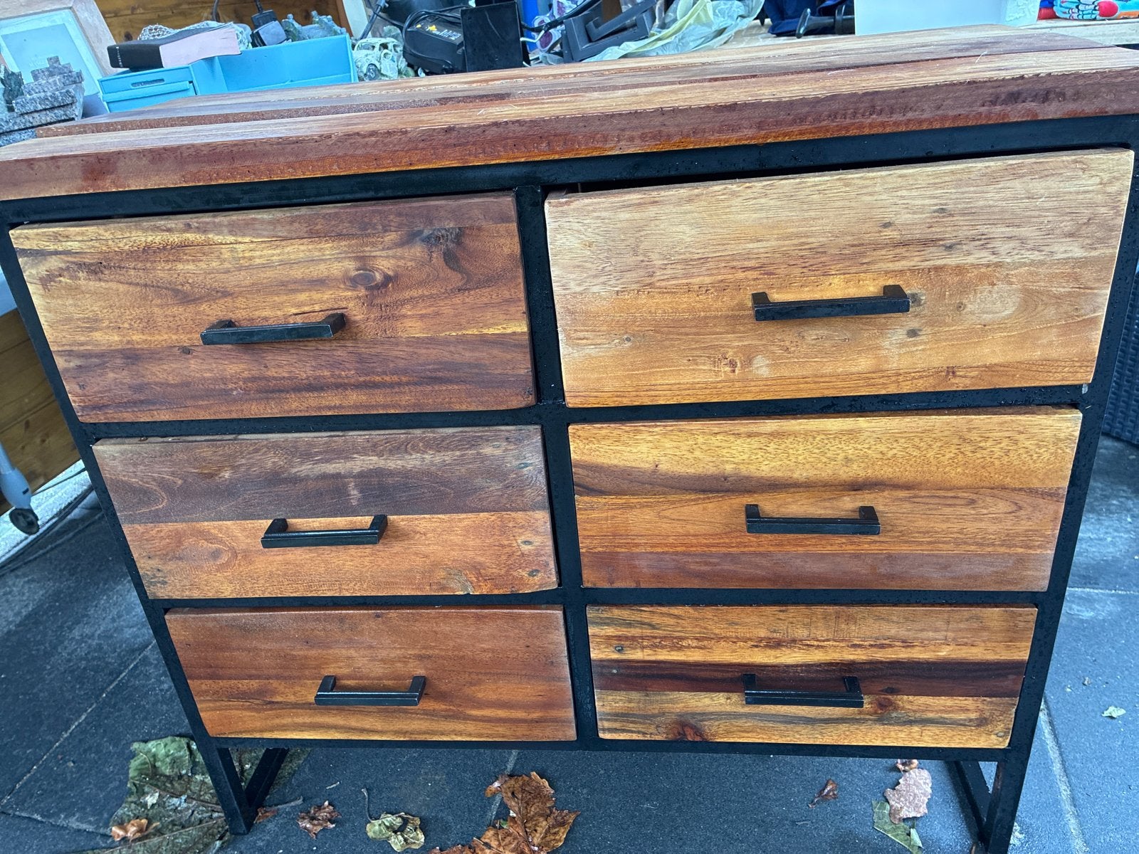 Houten ladekast met 6 laden - Industrieel design, Gebruikt, 100 tot 150 cm, 5 laden of meer, Ophalen of Verzenden