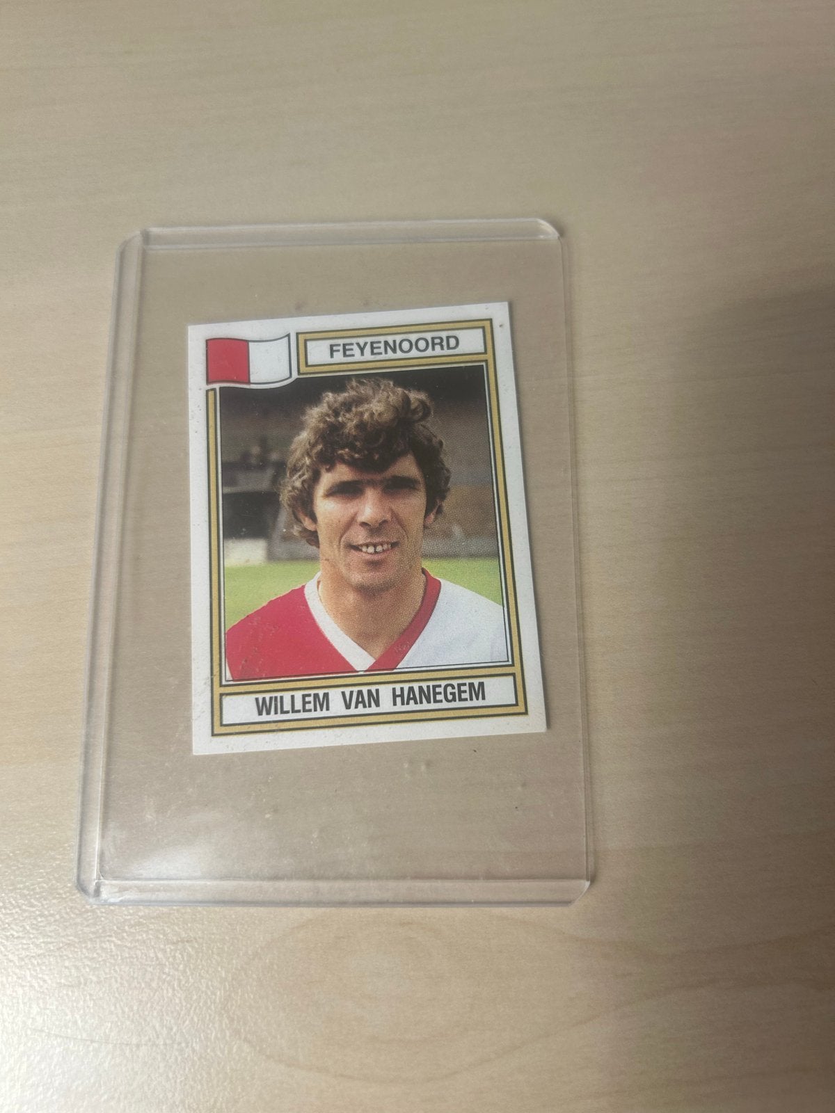 Feyenoord Voetbalplaatje Willem van Hanegem Panini '72, Ophalen of Verzenden, Zo goed als nieuw, Speelkaart(en)