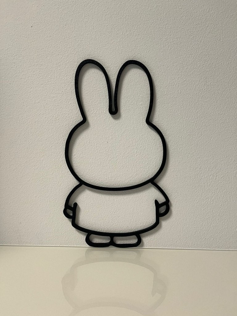 Klassieke Nijntje Wanddecoratie – 3D Geprint – Ca. 25 cm, Zwart, Ophalen of Verzenden, Kunststof, Modern