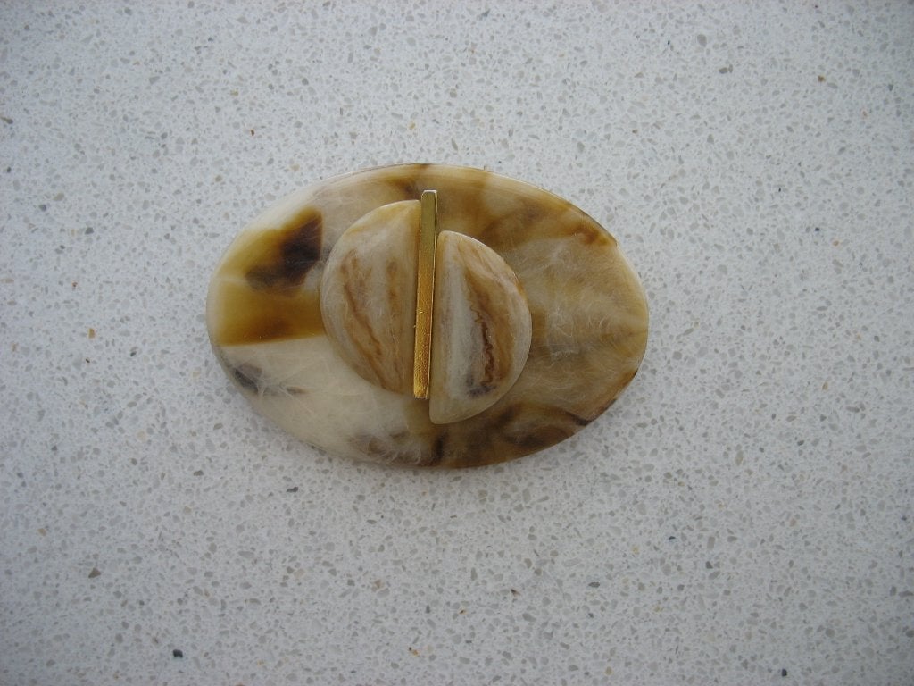 Broche Ovaalvormig Gemarmerd  Swirl Vintage, Ophalen of Verzenden, Overige materialen, Broche