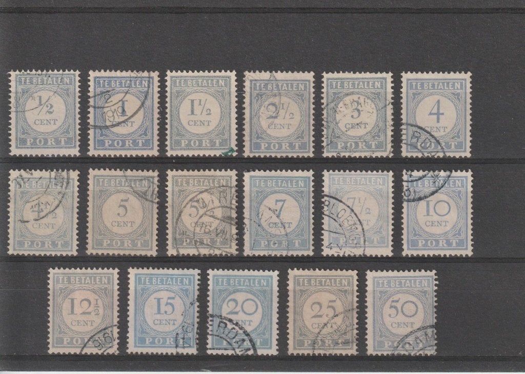 Nederland 1912, NVPH P44 t/m P60, Gestempeld., Verzenden, T/m 1940, Gestempeld