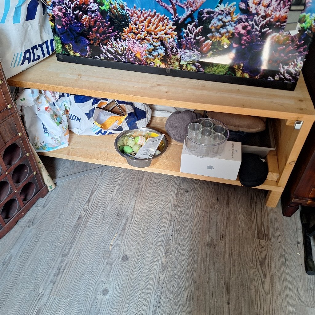 Zware houten tafel voor caviakooi (135x65x51cm), Ophalen, 100 tot 150 cm, Landelijk, robust., Tot twee personen