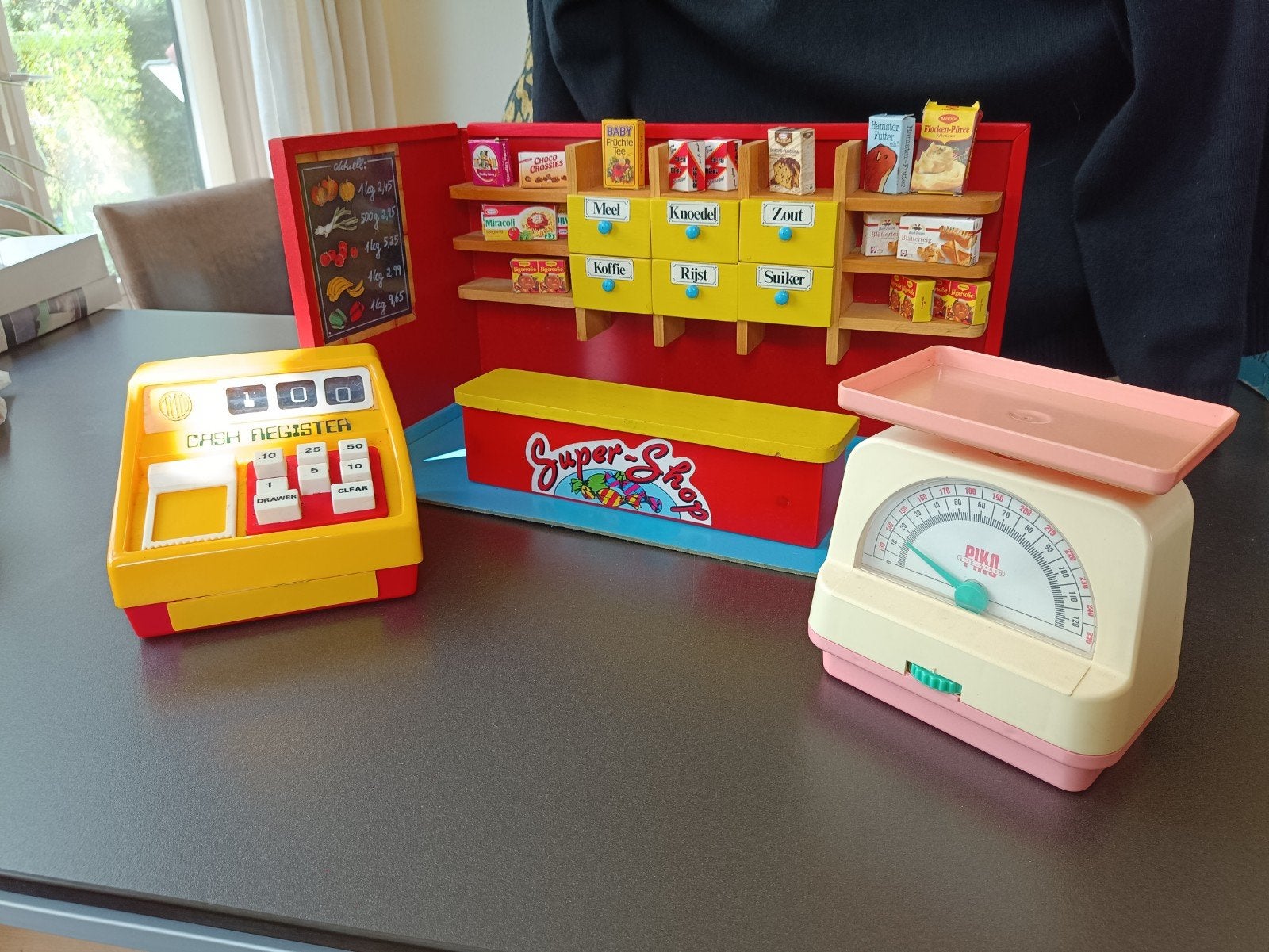 Vintage houten supermarkt met Kassa en Weegscha, Ophalen, Gebruikt, Jongen of Meisje