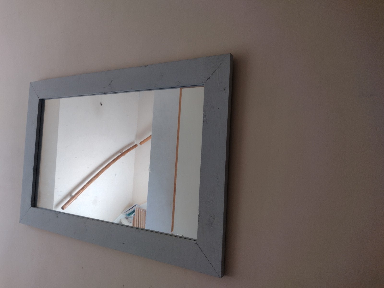 Spiegel met steigerhout look, Huis en Inrichting, Ophalen, Gebruikt, 75 tot 100 cm, Minder dan 100 cm