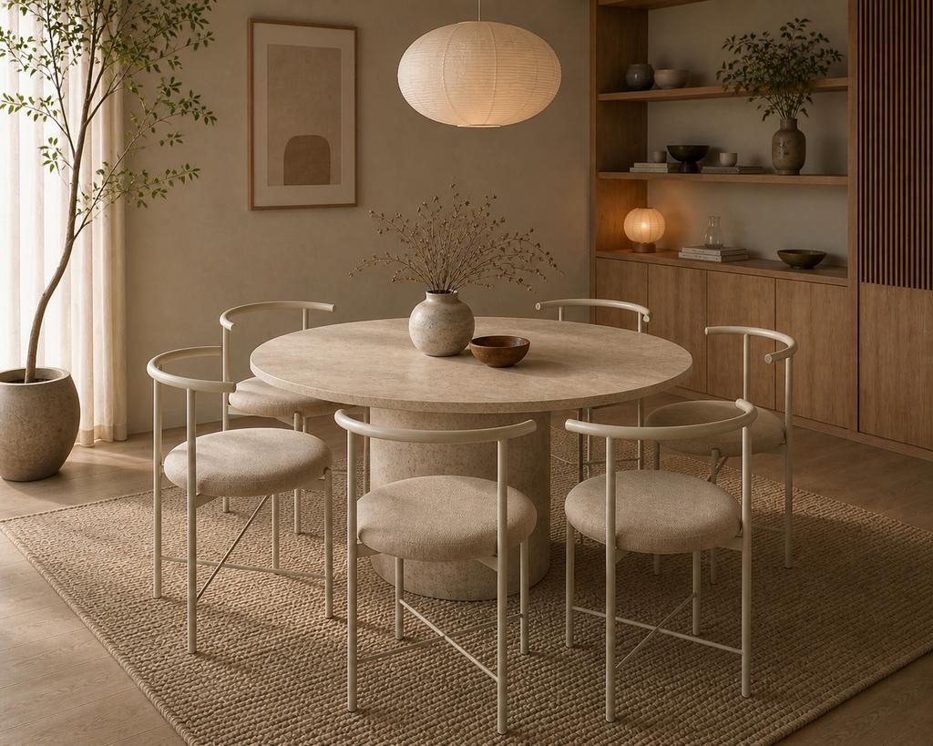 Set van 4-6 refurbished eetkamerstoelen – Japandi beige, Ophalen, Japandi, ', Overige kleuren