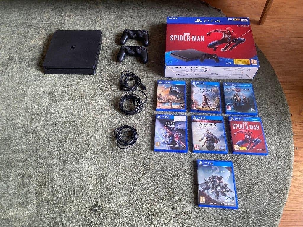 Sony PlayStation 4 Slim 1TB, Met 2 controllers, Ophalen of Verzenden, 1 TB, Slim