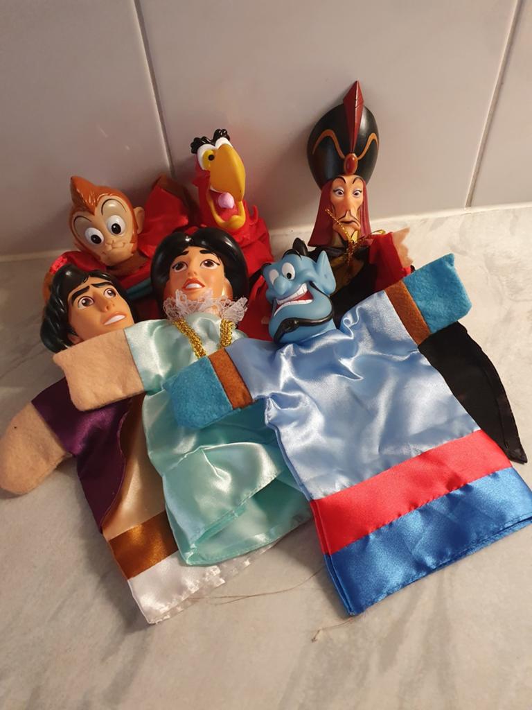 Aladdin handpoppen volledige set, Ophalen of Verzenden, Overige figuren, Zo goed als nieuw, Beeldje of Figuurtje