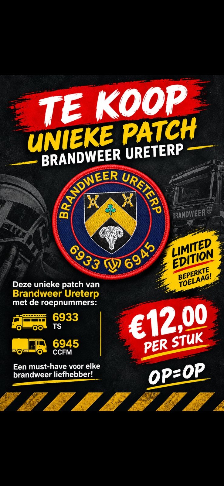 Brandweer Ureterp patch, Ophalen of Verzenden, Nederland, Embleem of Badge