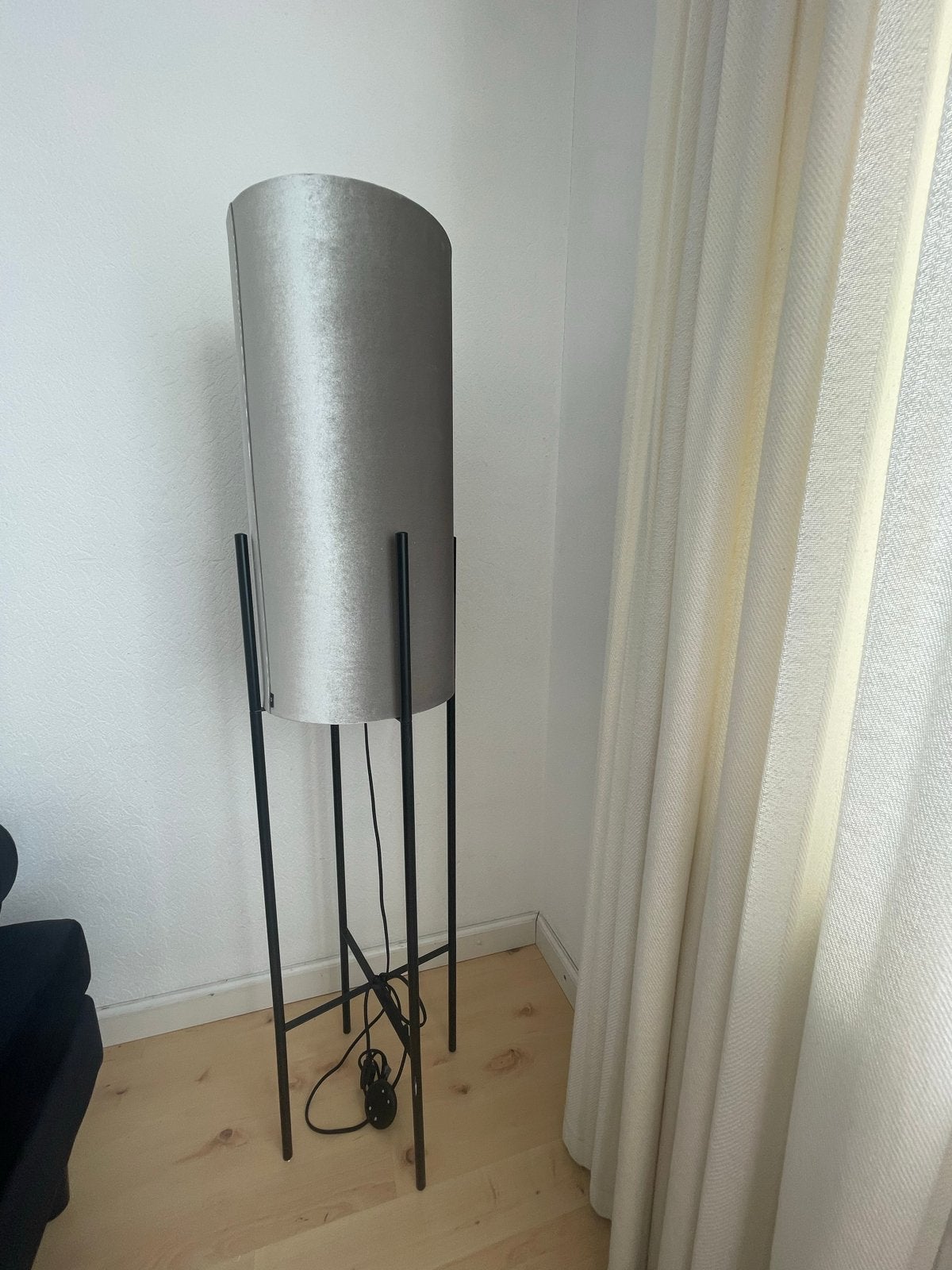 Staande lamp groen velvet, goud binnenkant 145x30 cm, Ophalen, Gebruikt, Textiel, 100 tot 150 cm