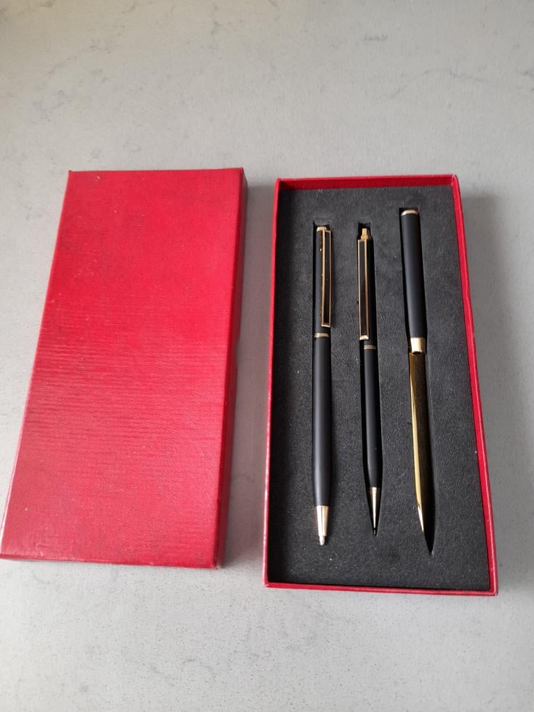 Luxe Pennenset Zwart/Goud - Balpen, Vulpotlood & Briefopener, Ophalen of Verzenden