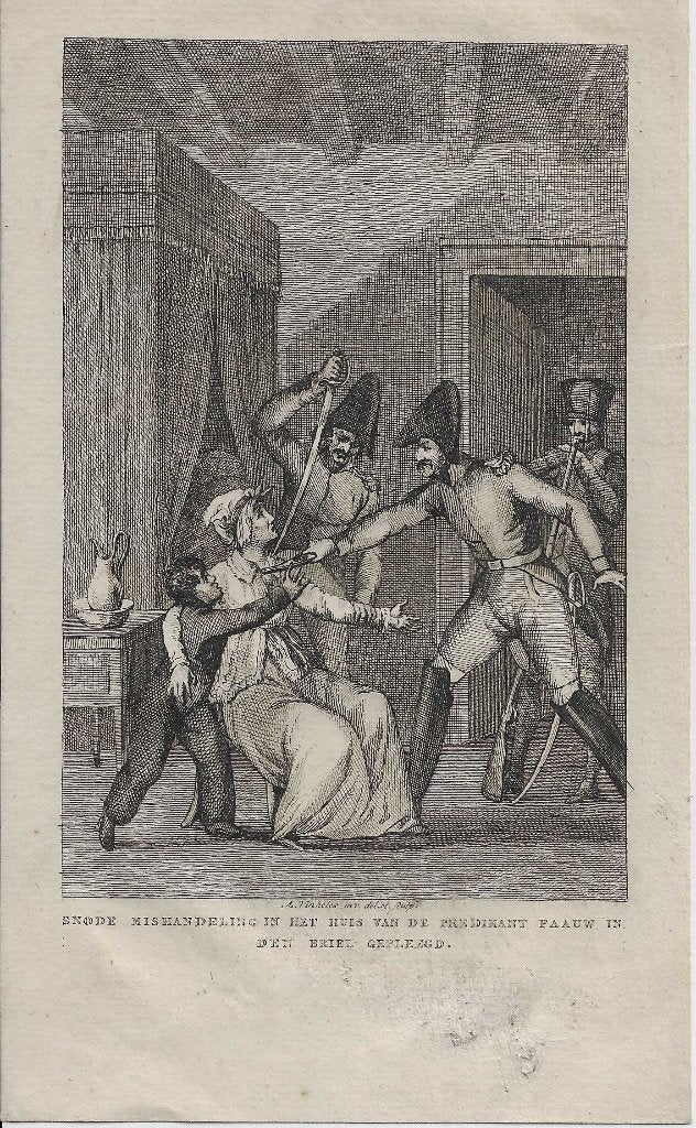 Snode mishandeling in huis predikant Paauw Den Briel gepleeg, Antiek en Kunst, 1800 - 1899, Ophalen of Verzenden, 15 cm, 10 cm