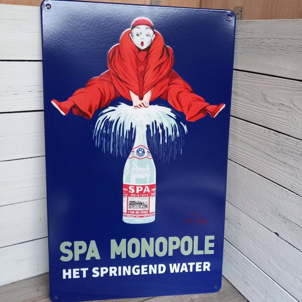 Emaille bord “SPA MONOPOLE”, 73x45 cm., Reclamebord, Onbekend, Ophalen of Verzenden, Zo goed als nieuw
