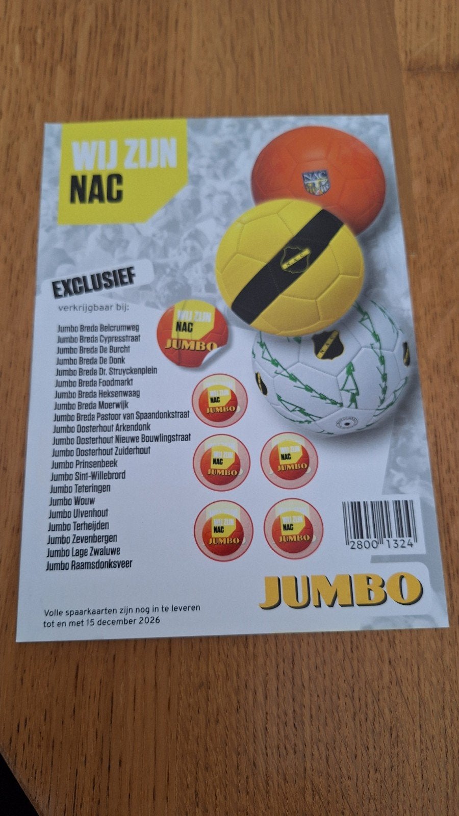 NAC Jumbo spaarkaart - Limited Edition voetbal, Verzamelen, Jumbo, Ophalen of Verzenden