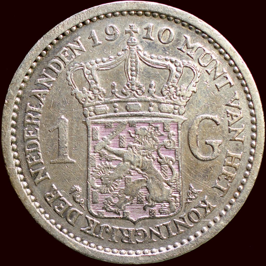 1 Gulden 1910 Wilhelmina - Kwaliteit !, Postzegels en Munten, Munten | Nederland, 1 gulden, Zilver, Ophalen of Verzenden, Koningin Wilhelmina