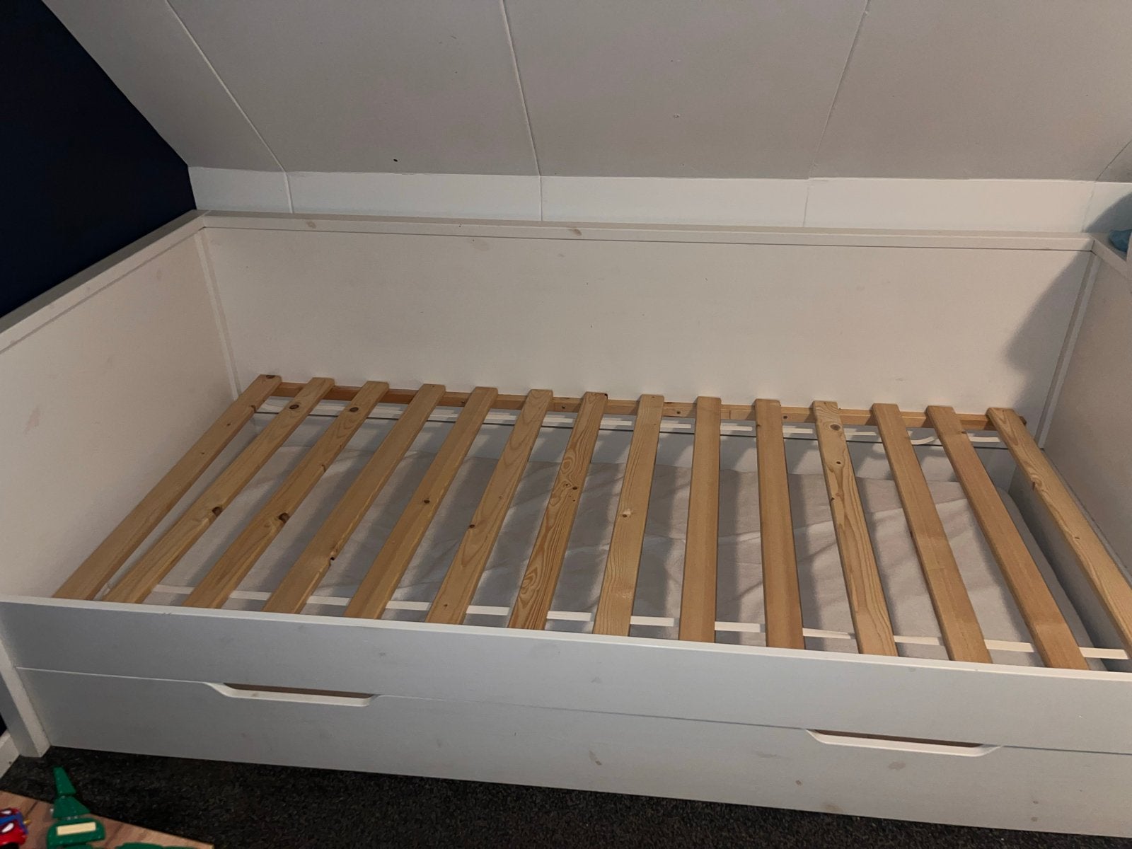 Wit eenpersoonsbed met lades - 90x200 cm, Huis en Inrichting, Ophalen, Gebruikt, 90 cm, Eenpersoons