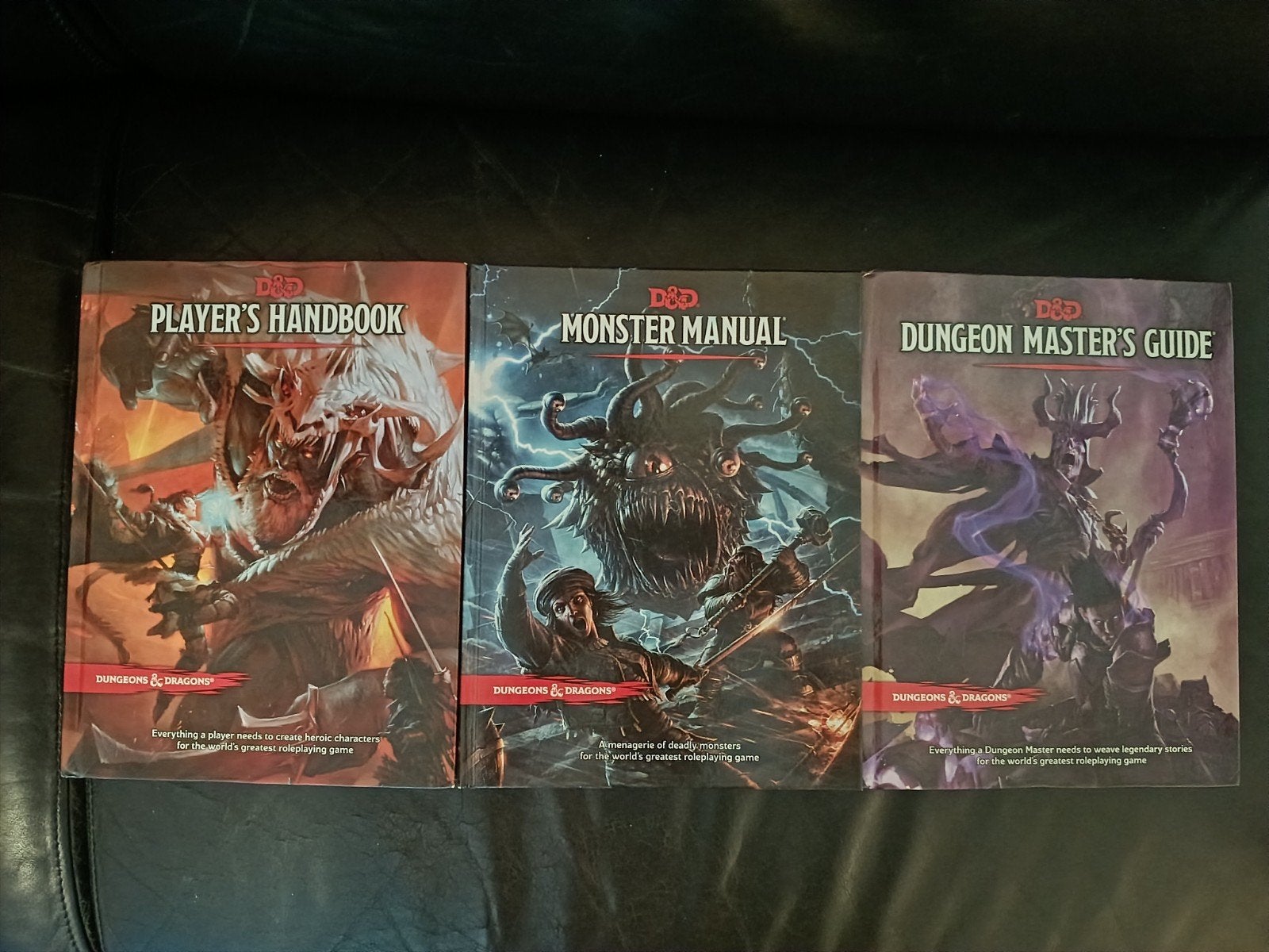 D&D 5e core boeken: Player's- + DM handbook, monster manual, Boeken, Hobby en Vrije tijd, Ophalen of Verzenden, Zo goed als nieuw