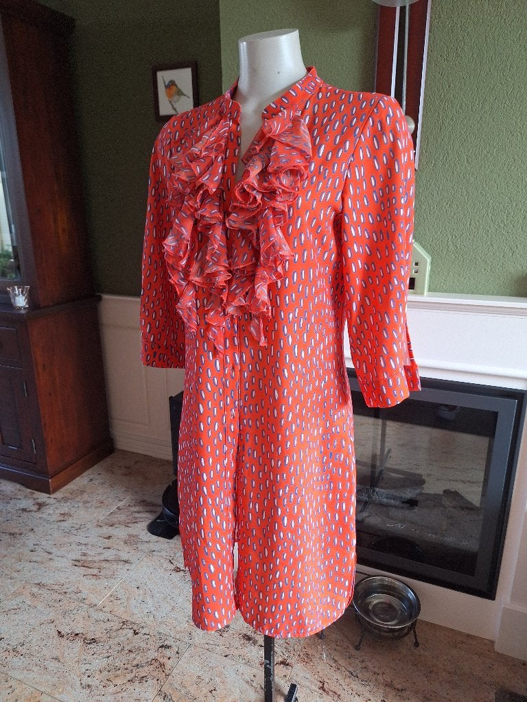 Due Amanti schitterende oranje ruches blouse jurk 2 M 38, Maat 38/40 (M), Verzenden, Oranje, Zo goed als nieuw