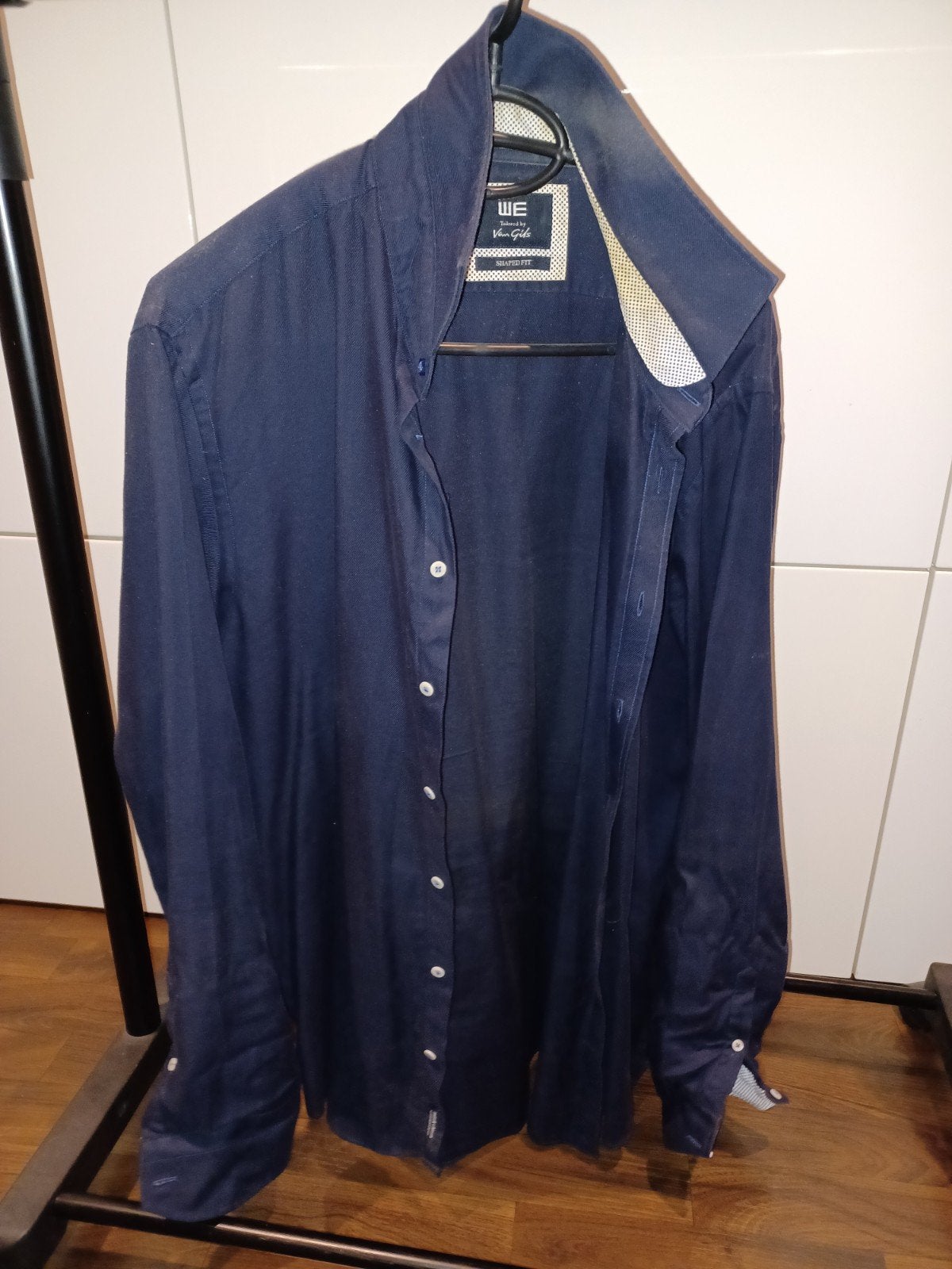 WE Tailored by Van Gils overhemd, maat 43 (XL), WE Tailored by Van Gils, Blauw, Ophalen of Verzenden, Gedragen