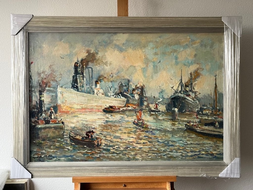 Evert Moll, Rotterdams havengezicht, Antiek en Kunst, Kunst | Schilderijen | Klassiek, Ophalen