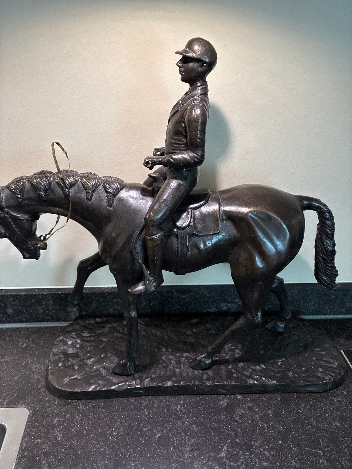 Bronzen beeld ruiter te paard, Antiek en Kunst, Ophalen of Verzenden, 20 - 50 cm, Scène, Beeld