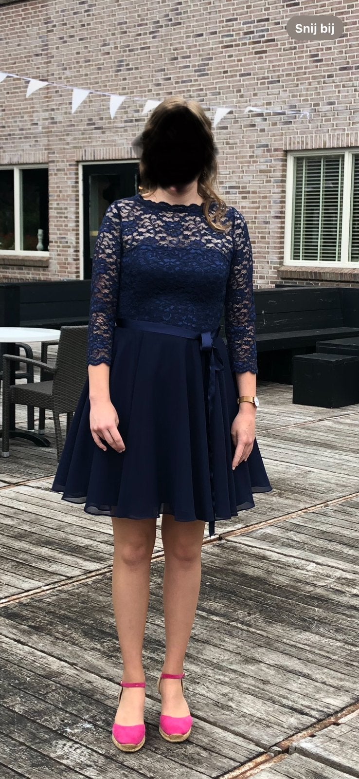 Swing donkerblauwe jurk | Bruiloft of Gala - Maat 38 (S), Maat 38/40 (M), Blauw, Cocktailjurk, Ophalen of Verzenden