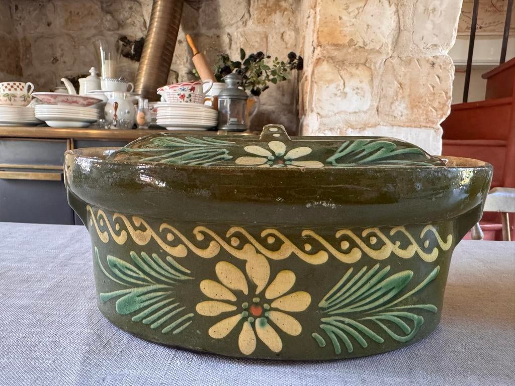 Grote patévorm uit de Alsace, groen geglazuurd, maat 2, Ophalen of Verzenden