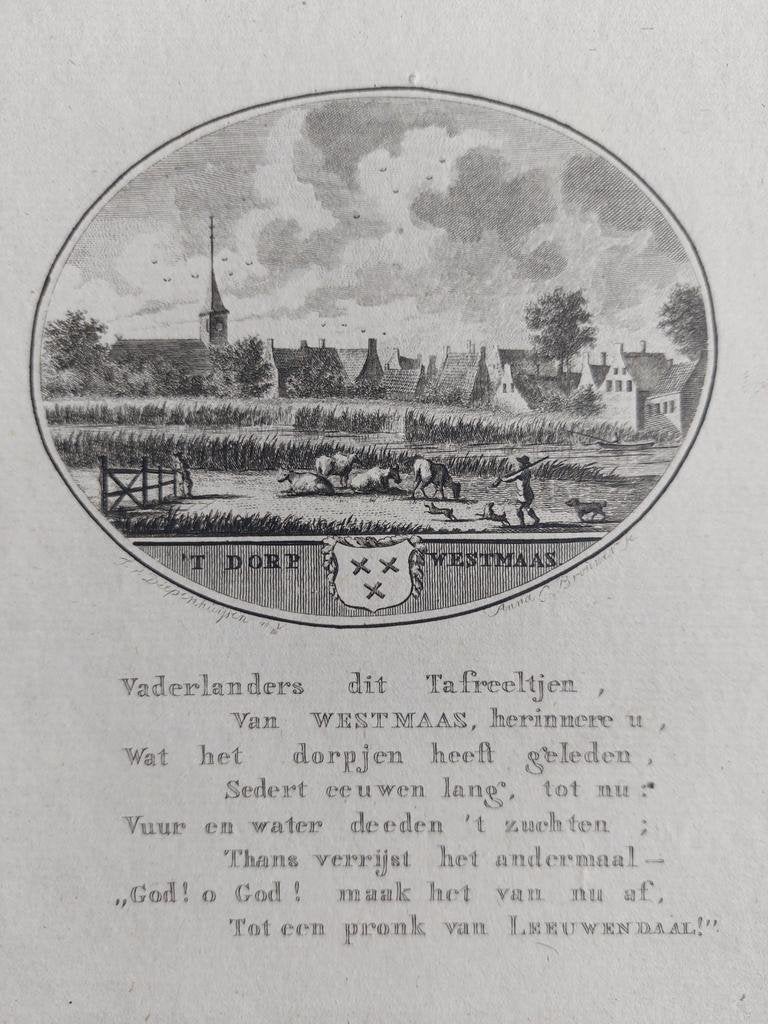 41 / Westmaas Hoekschewaard Gravure 18e eeuw van Ollefen, Ophalen of Verzenden