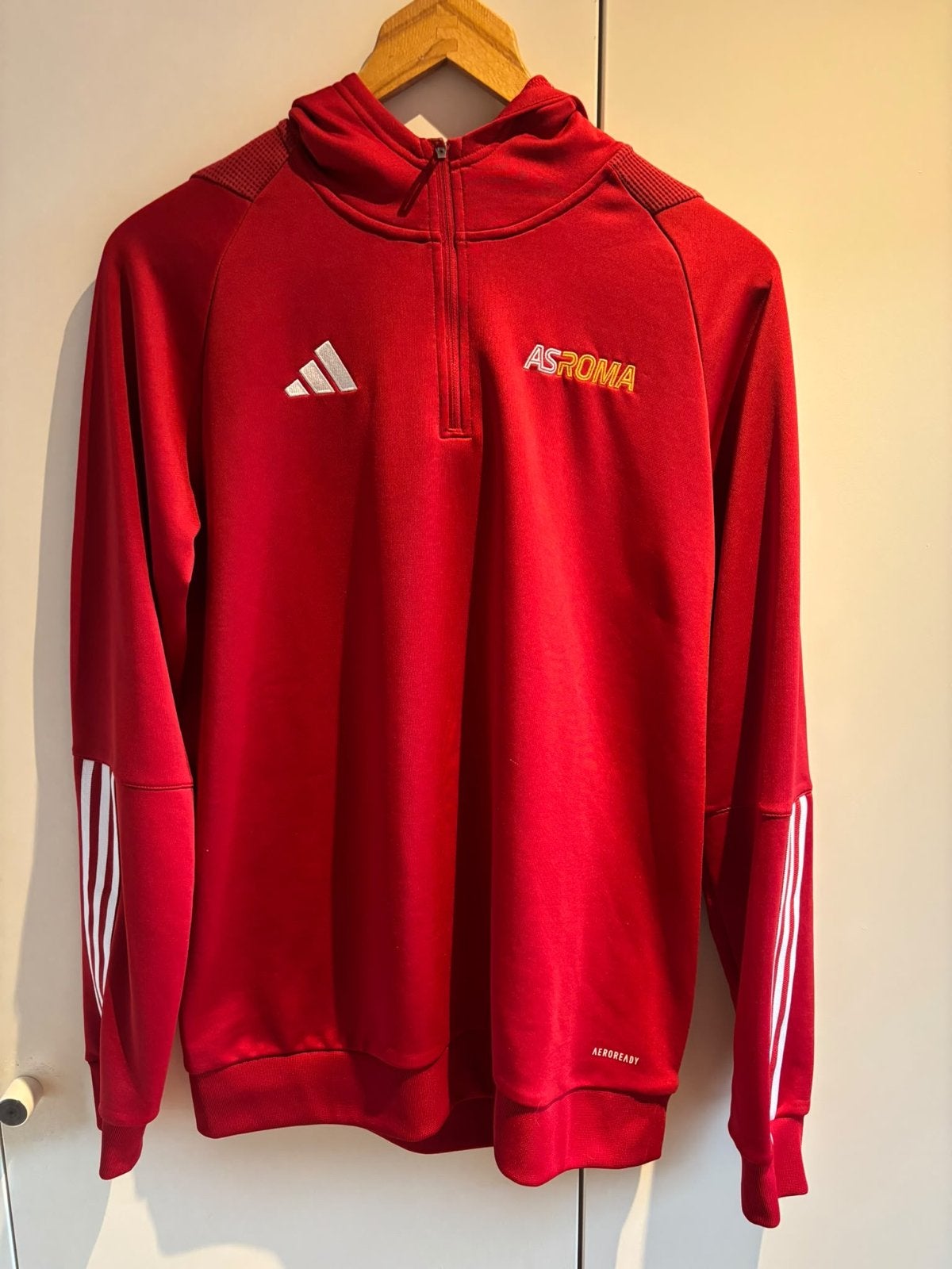Adidas AS Roma Zip Hoodie - Rood - Maat M, Maat 48/50 (M), Ophalen of Verzenden, Voetbal, Gedragen