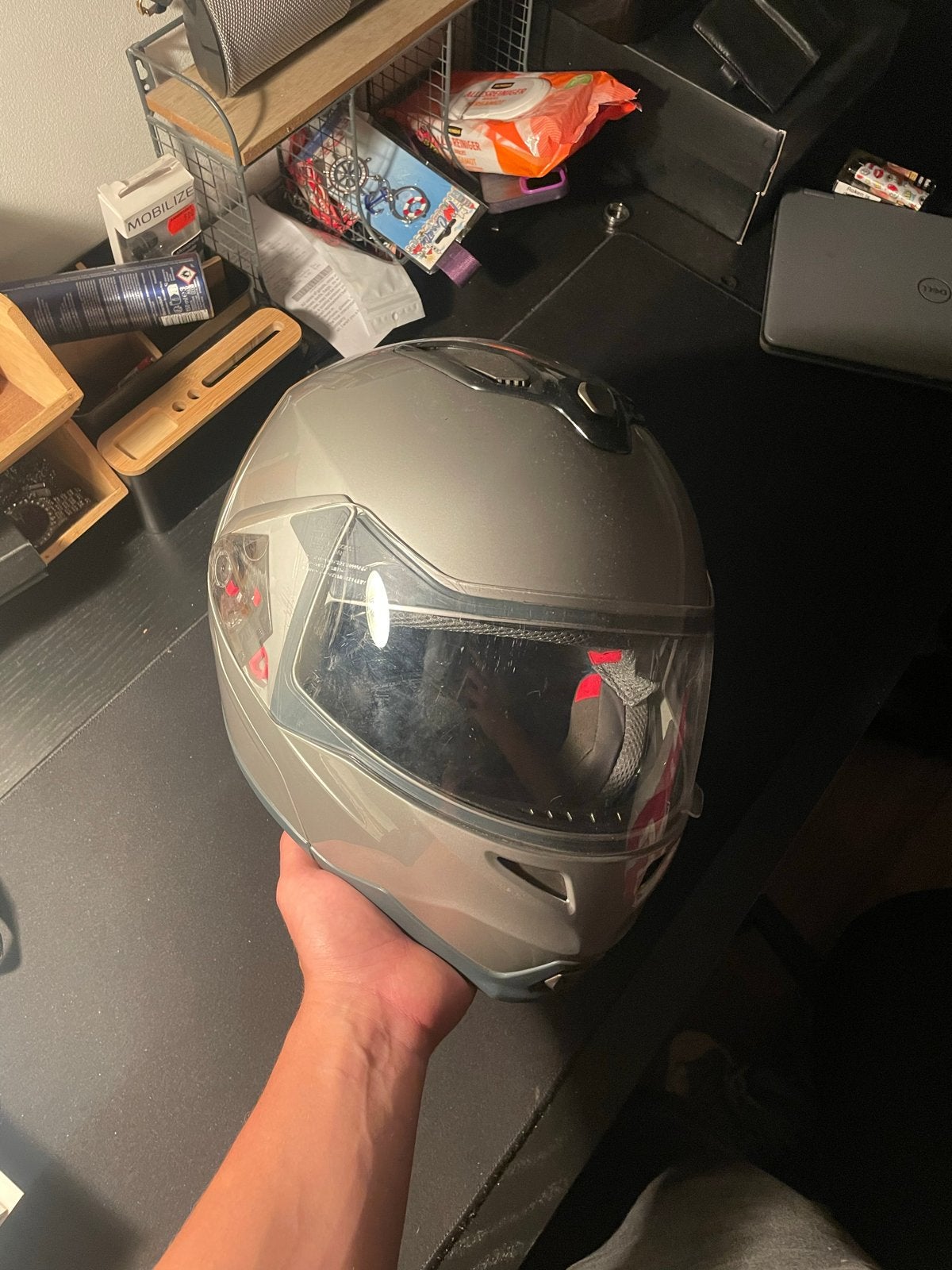 Grijze systeemhelm, maat XL, Overige merken, Systeemhelm, Heren, XL