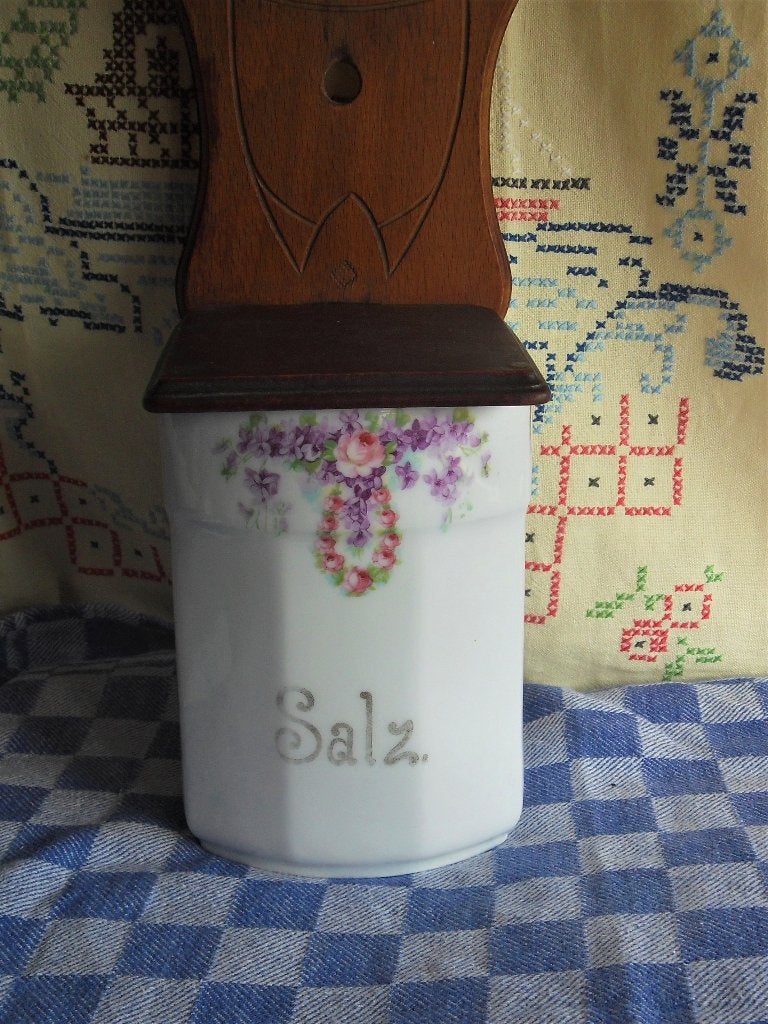 oude zoutbak/ porseleinen zoutpot/ keukenpot SALZ, Ophalen of Verzenden