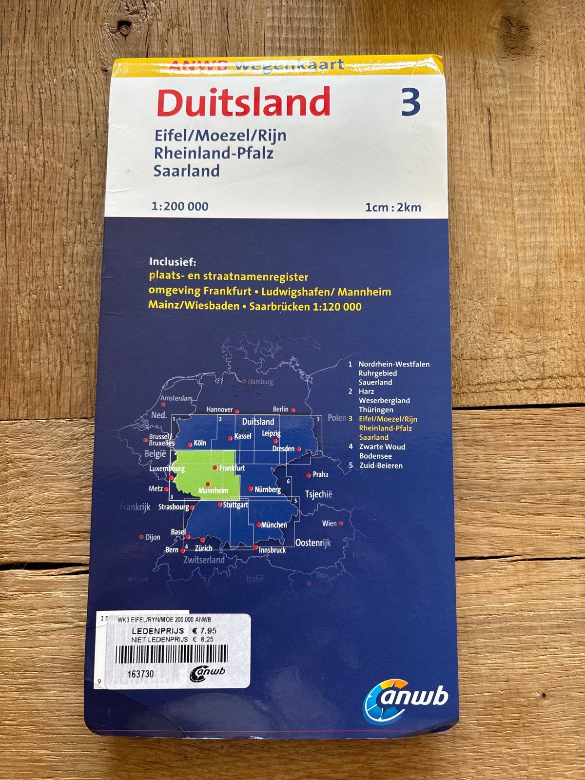 ANWB Wegenkaart Duitsland 3: Eifel/Moezel/Rijn, Europa, Ophalen of Verzenden, Zo goed als nieuw, Reisgids of -boek