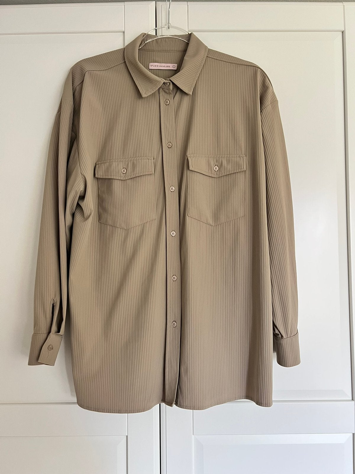 Studio anneloes denisa rib blouse L / XL clay travelstof, Beige, Maat 42/44 (L), Ophalen of Verzenden, Zo goed als nieuw