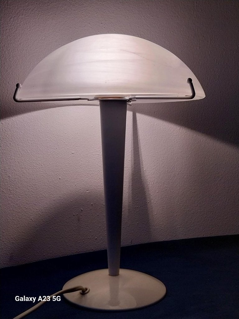 Paddenstoel tafellamp met glazen kap vintage design, Gebruikt, Overige merken, Paddenstoellamp, E14 (klein)